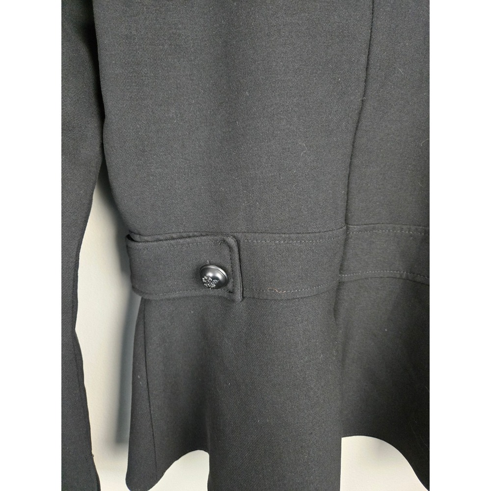 Zara Woman Black Peplum Long Sleeve Top with Button Waist‎ Detail Size S - Picture 8 of 10